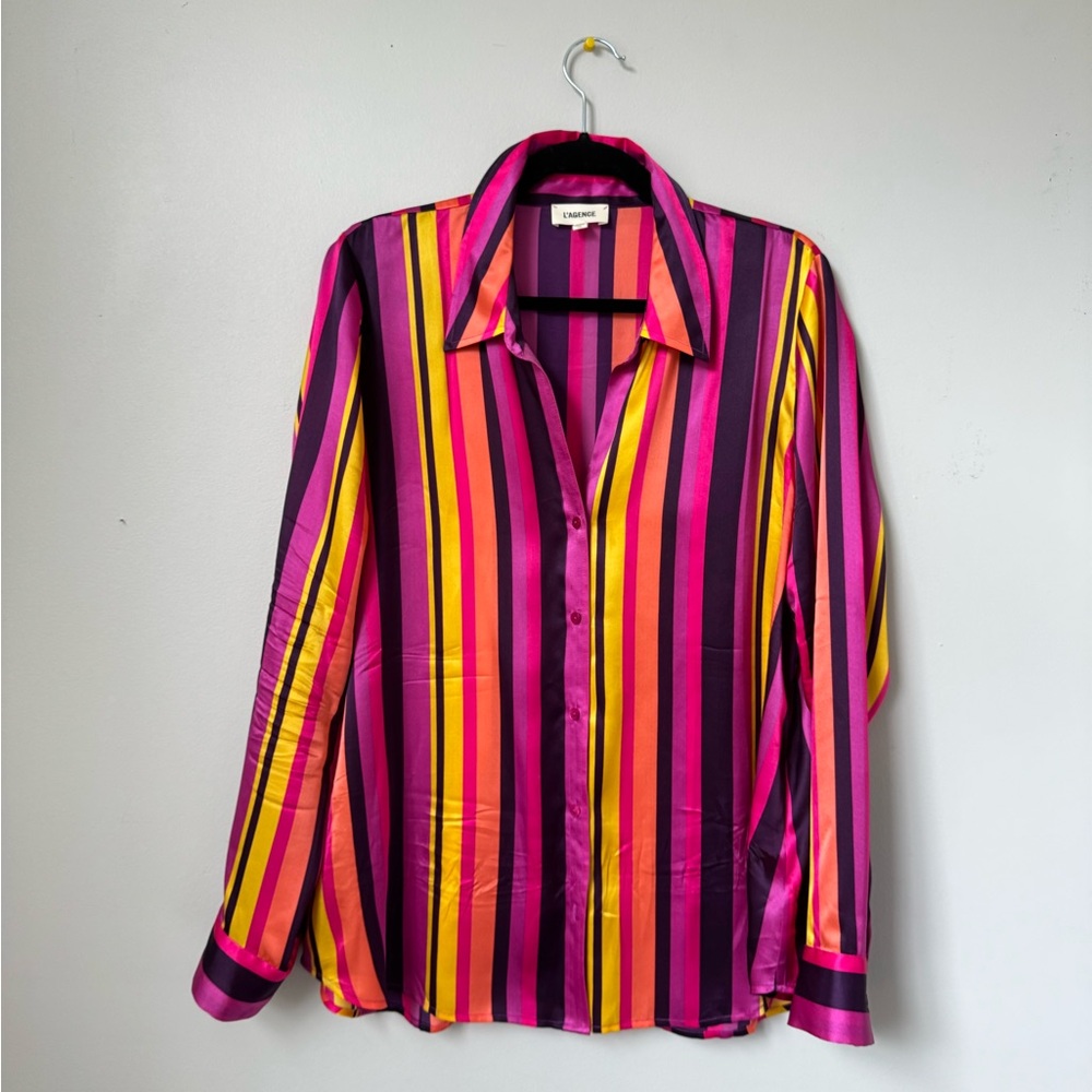 Hailie Stripe Silk Blouse by L'AGENCE
